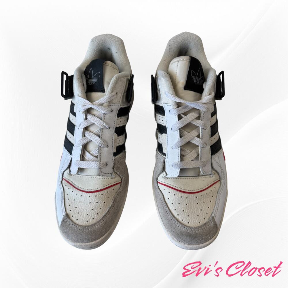 Adidas Men's Forum Exhibit Low White Vivid White Red Sneakers Sz 9 GZ 0937